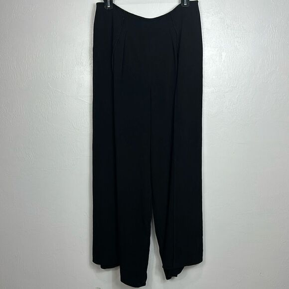 Carlisle Sport Silk Split At Sides Wide Leg High Rise Pants In Black Size M - Picture 2 of 12